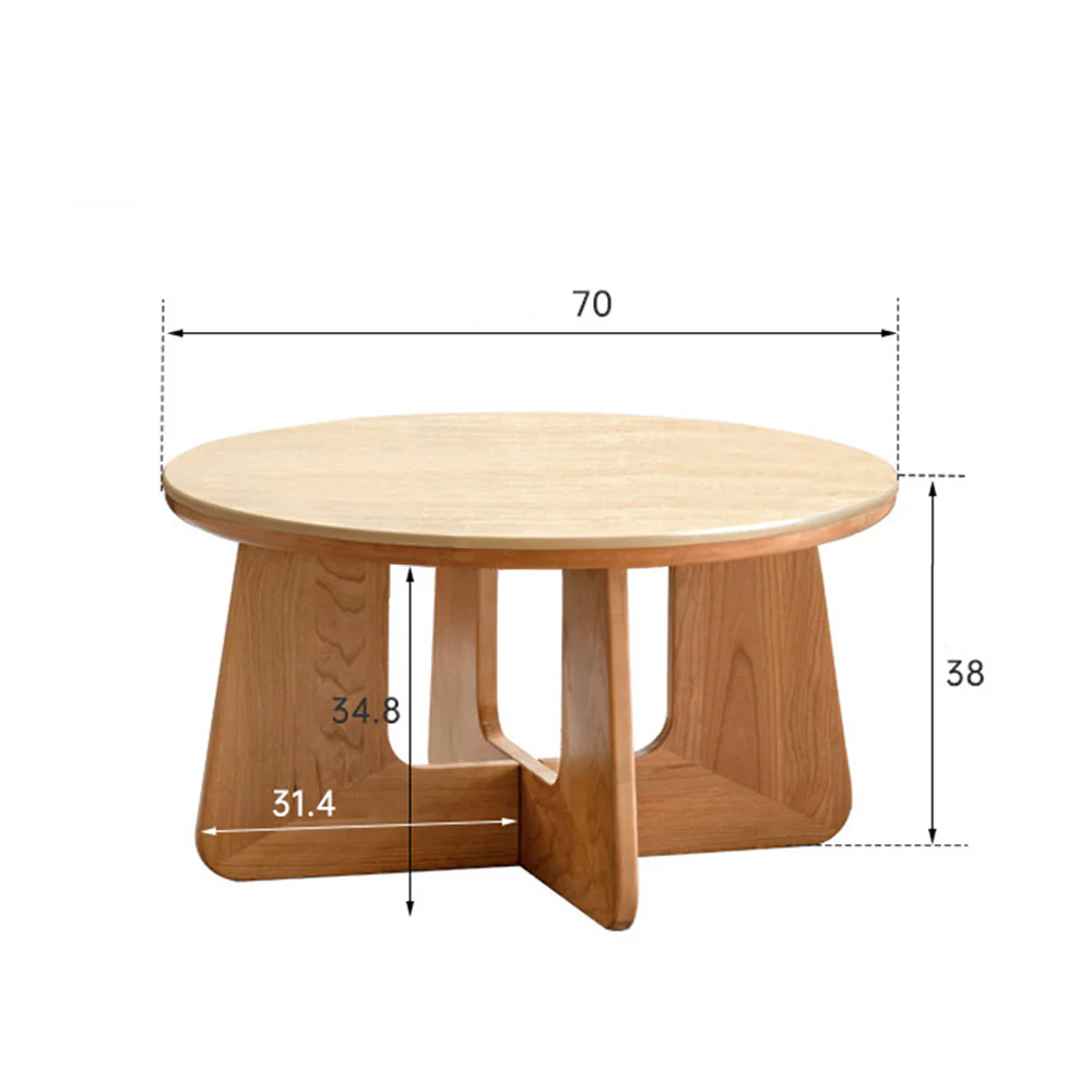 Anela Natural Solid Cherry Coffee Table with Travertine Top - Image 10
