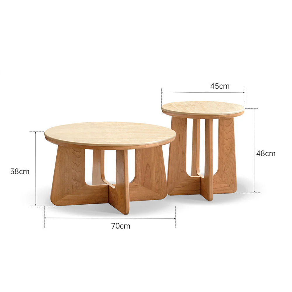 Anela Natural Solid Cherry Coffee Table with Travertine Top - Image 9