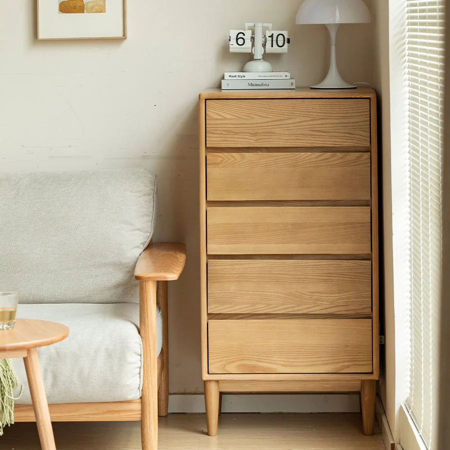Auzers Solid Ash 5 Drawers Tall boy - Image 3