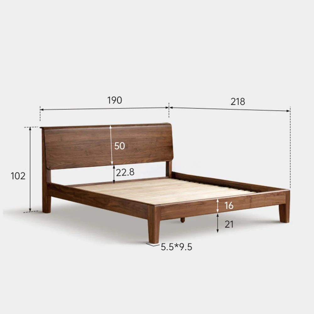 Bailey Natural Solid Walnut Bed Frame - Image 9