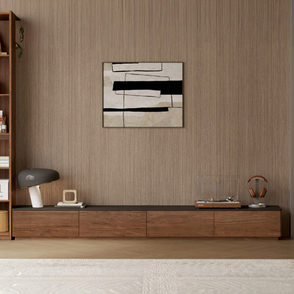 Bailey Natural Solid Walnut Floor Standing Entertainment Unit with Ceramic Top - Image 2