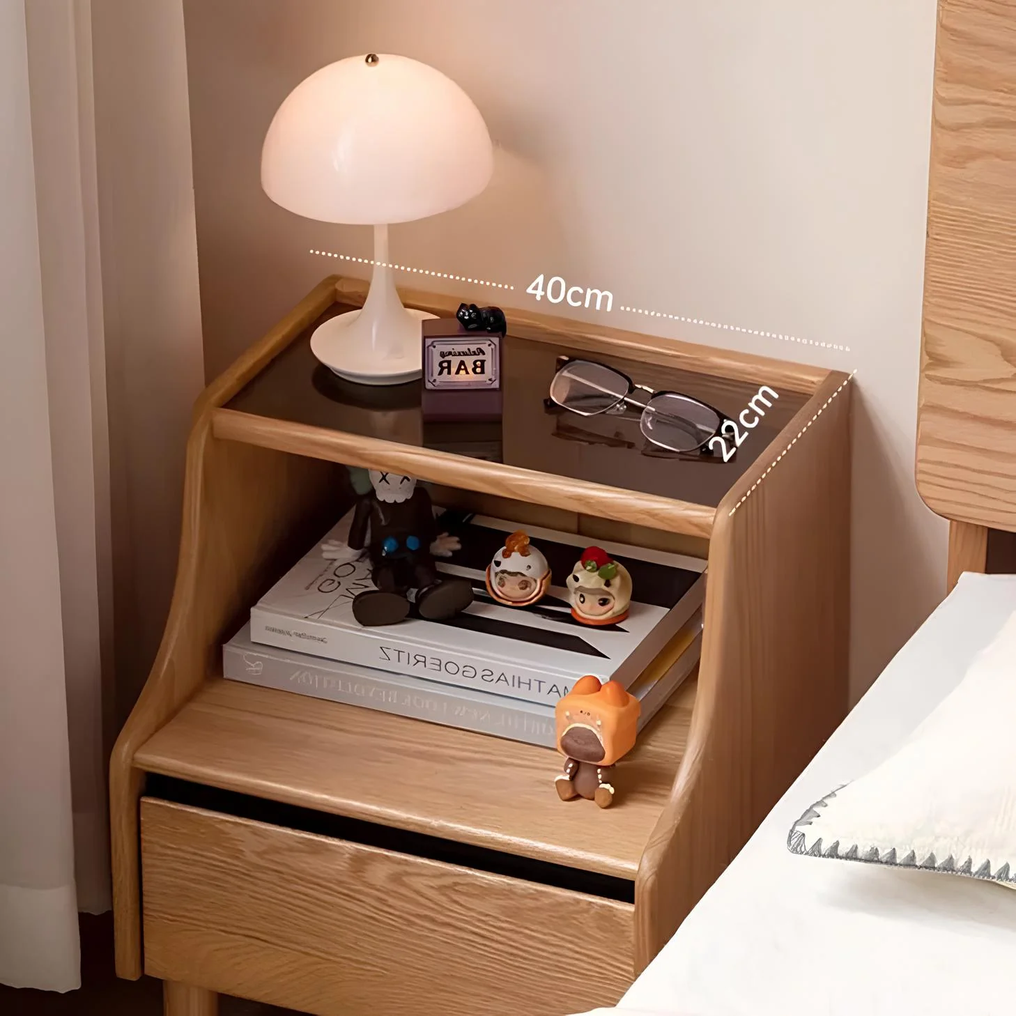 Bogen Natural Solid Oak Bedside Table - Image 4