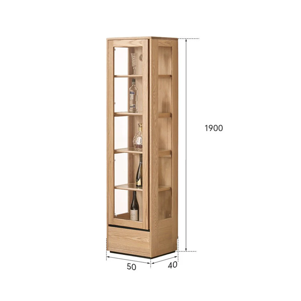 Cetina Natural Solid Ash Display Cabinet with LED Light - Image 10