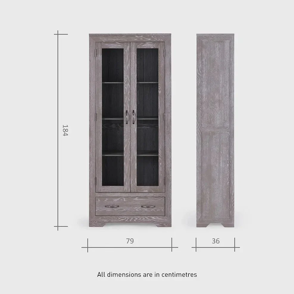 Chamfer Natural Solid Oak Glazed Display/Book Cabinet - Image 7