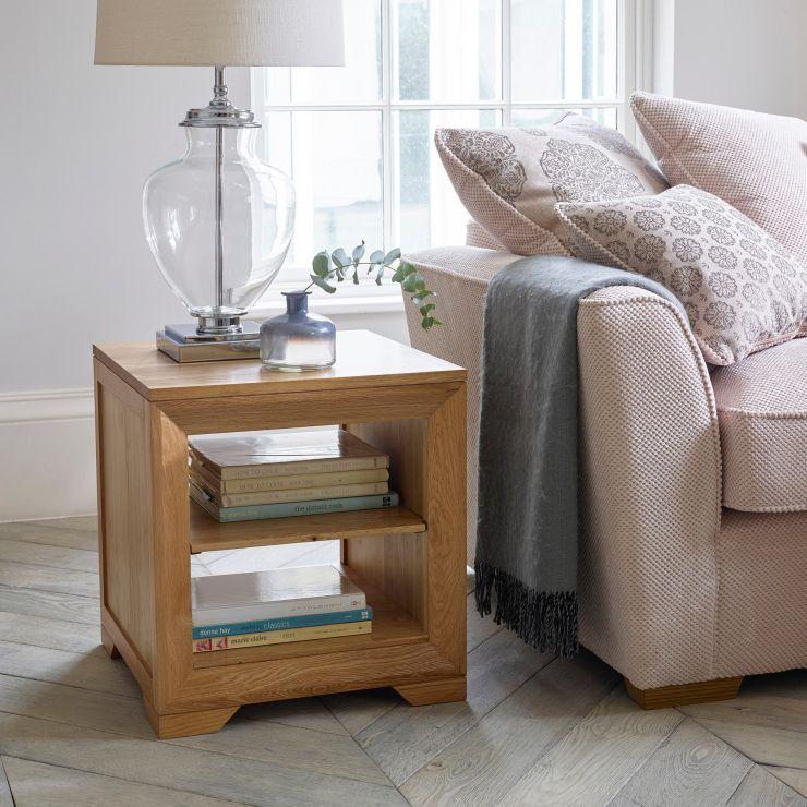 Chamfer Natural Solid Oak Side Table - Image 2