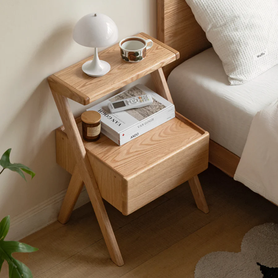 Cozar Natural Solid Oak Bedside Table - Image 3