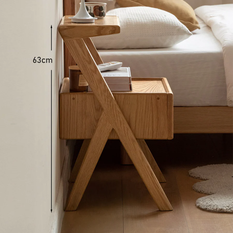 Cozar Natural Solid Oak Bedside Table - Image 4