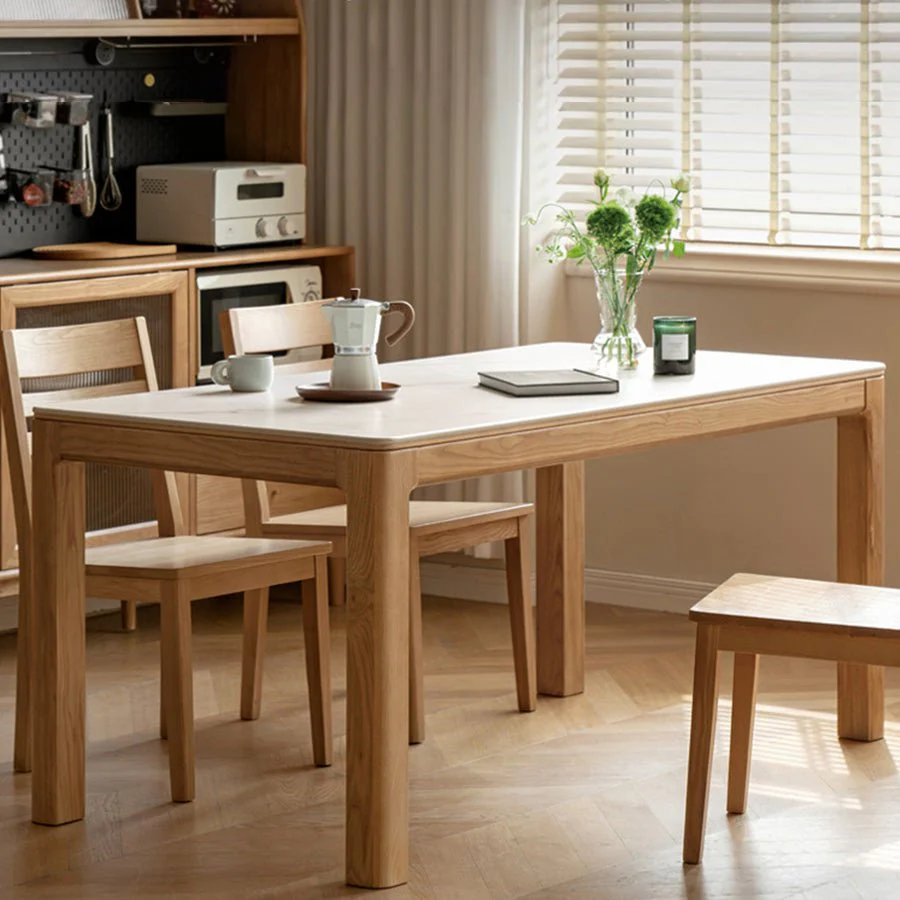 Cuba Natural Solid Ash Dining Table with Ceramic Top - Image 2