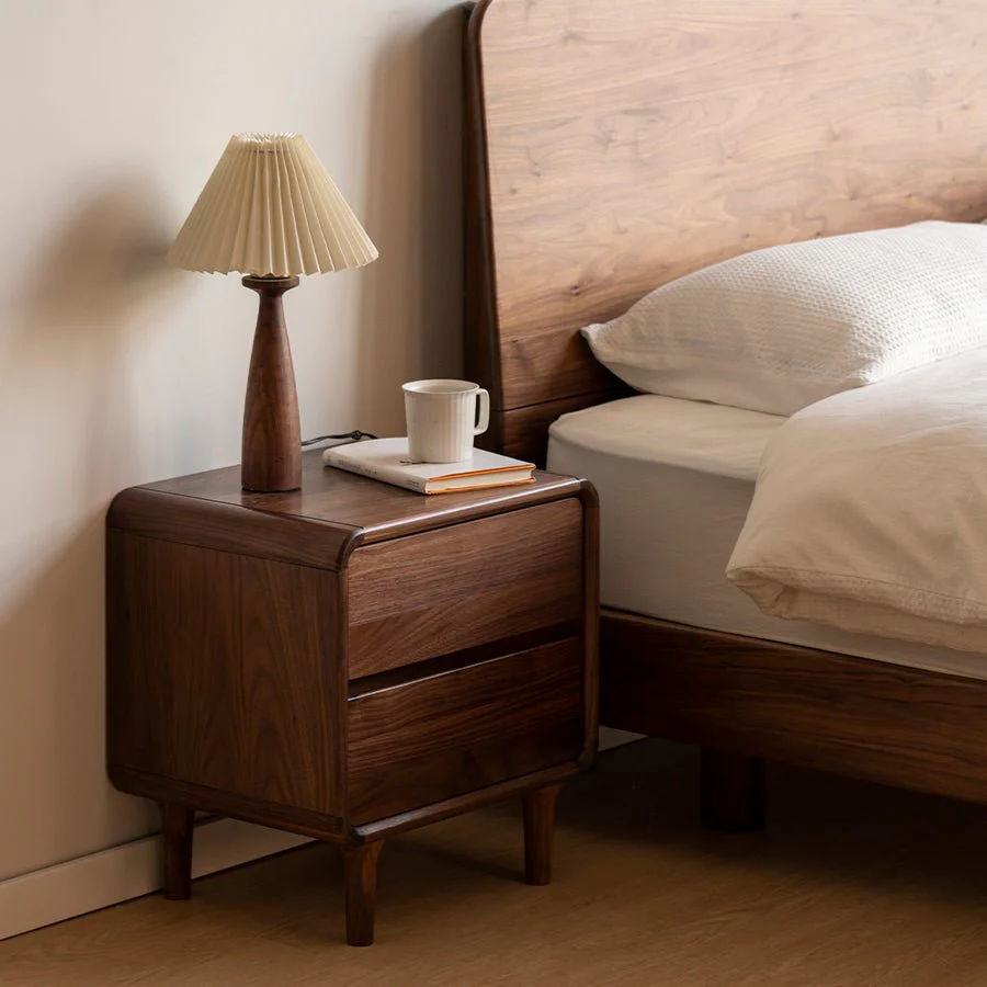 Dover Natural Solid Walnut Bedside Table - Image 3