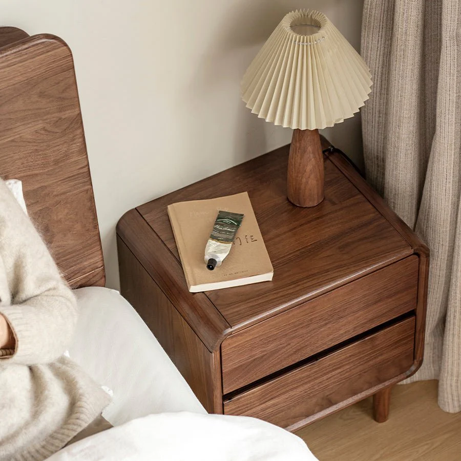 Dover Natural Solid Walnut Bedside Table - Image 5