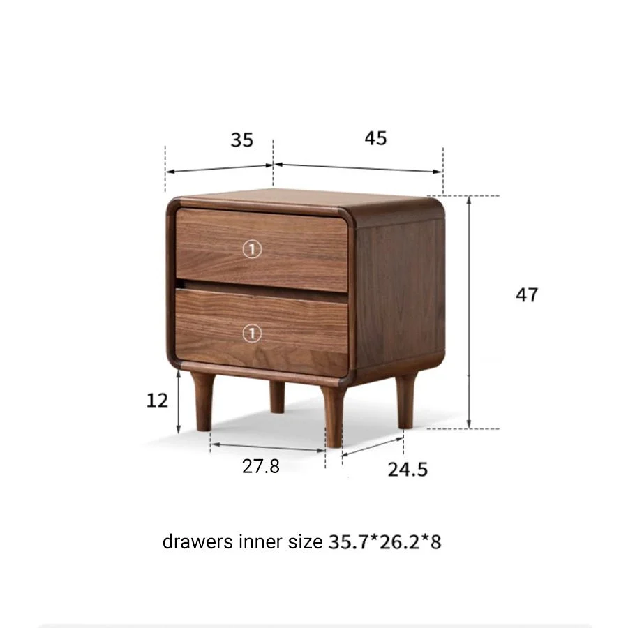 Dover Natural Solid Walnut Bedside Table - Image 9