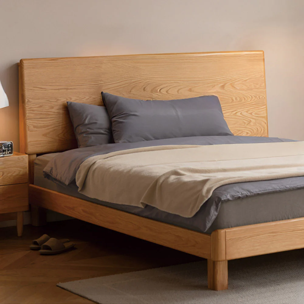 Endrinal Natural Solid Oak Bed Frame with Adjustable Headboard - Image 2