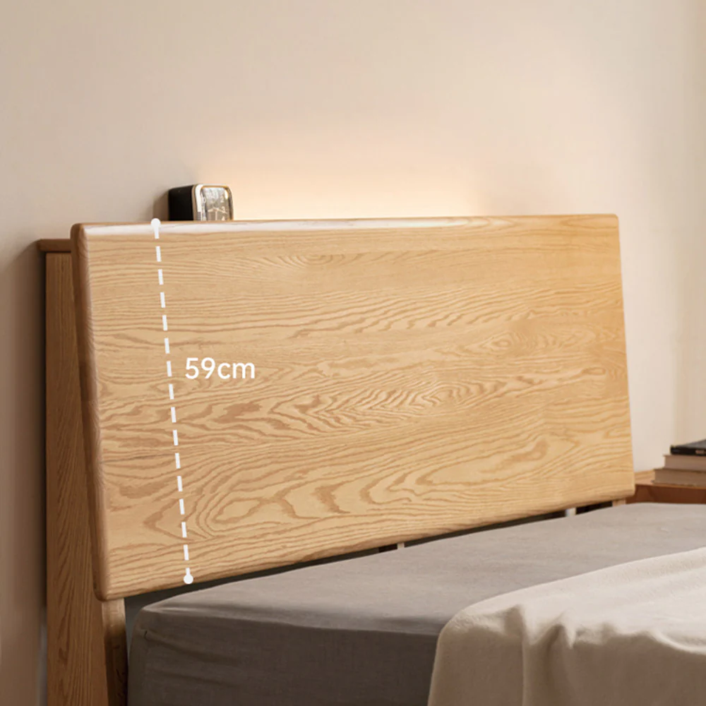Endrinal Natural Solid Oak Bed Frame with Adjustable Headboard - Image 5