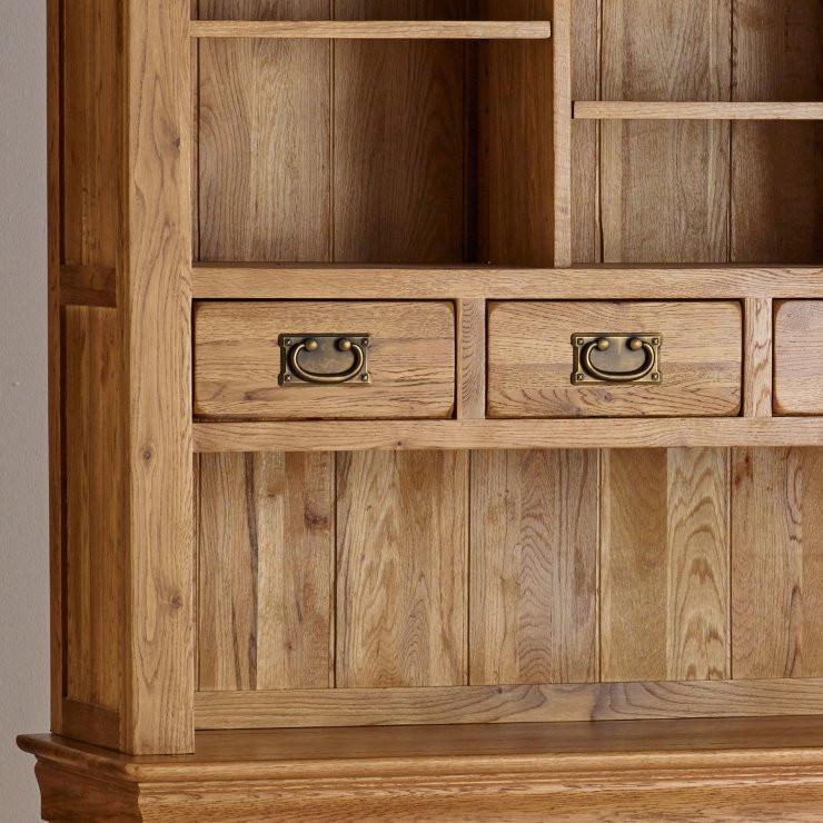 French Rustic Solid Oak Large Sideboard With Hutch Dresser - Image 3