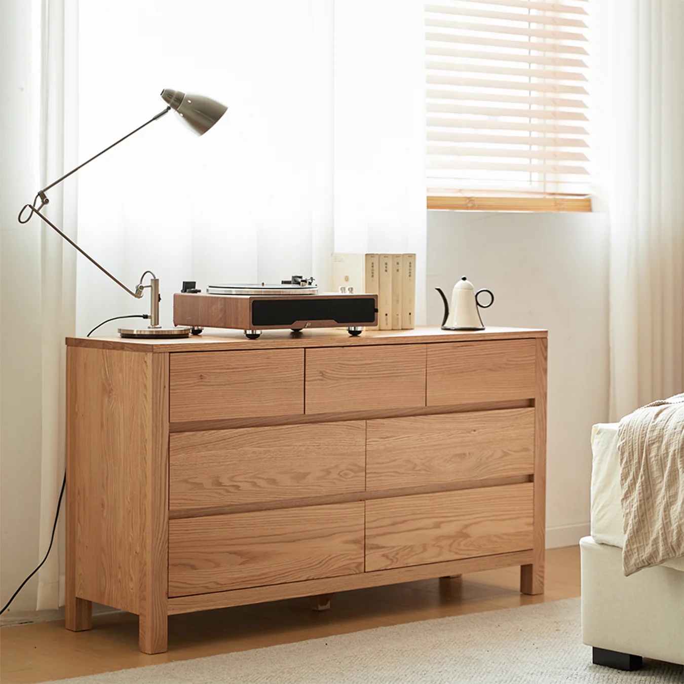 Humbie Natural Solid Oak 3+4 Chest of Drawers - Image 3