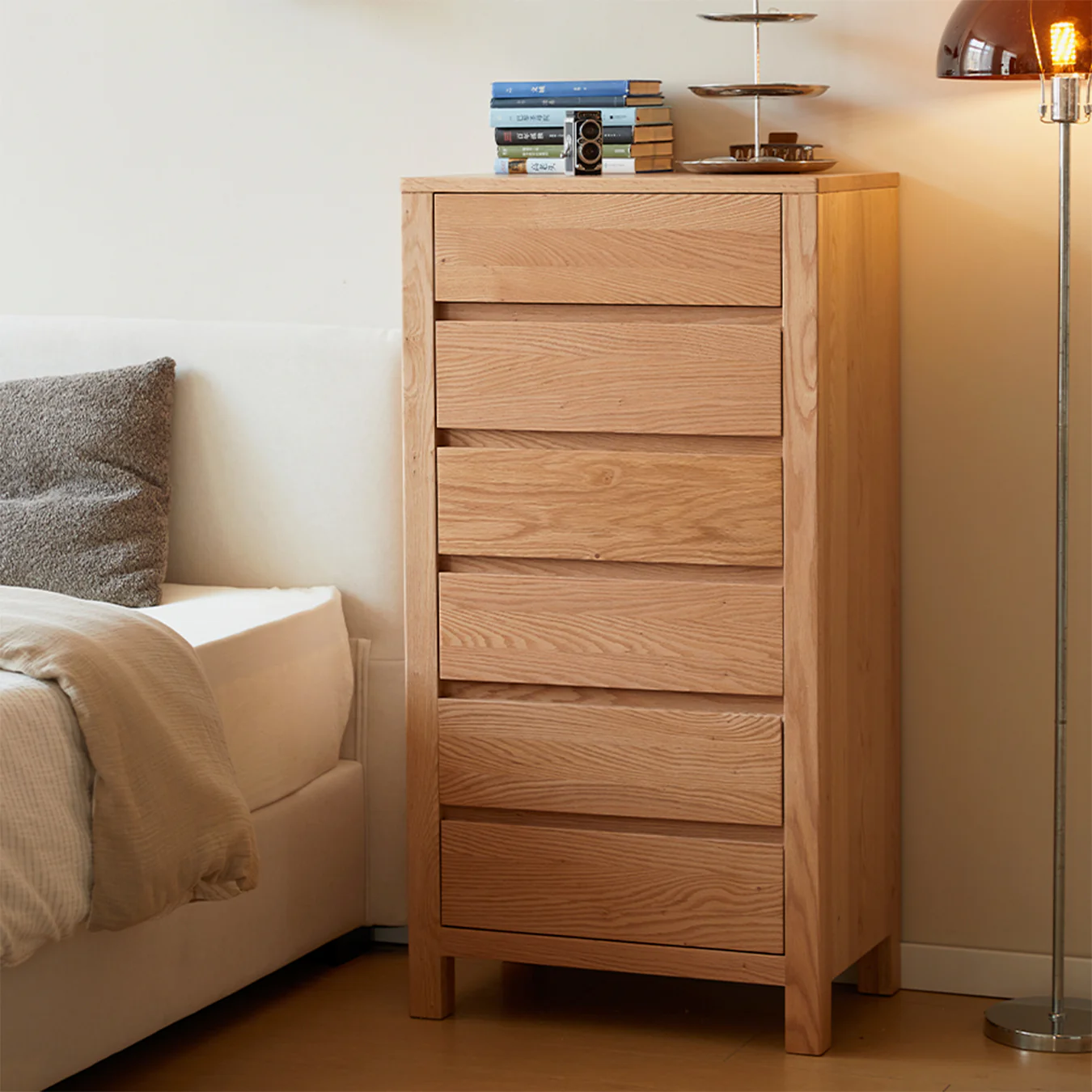 Humbie Natural Solid Oak 6 Drawers Tall Boy - Image 3
