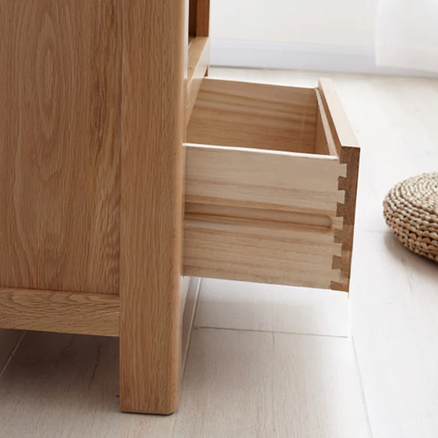 Humbie Natural Solid Oak Slim Bookcase - Image 4