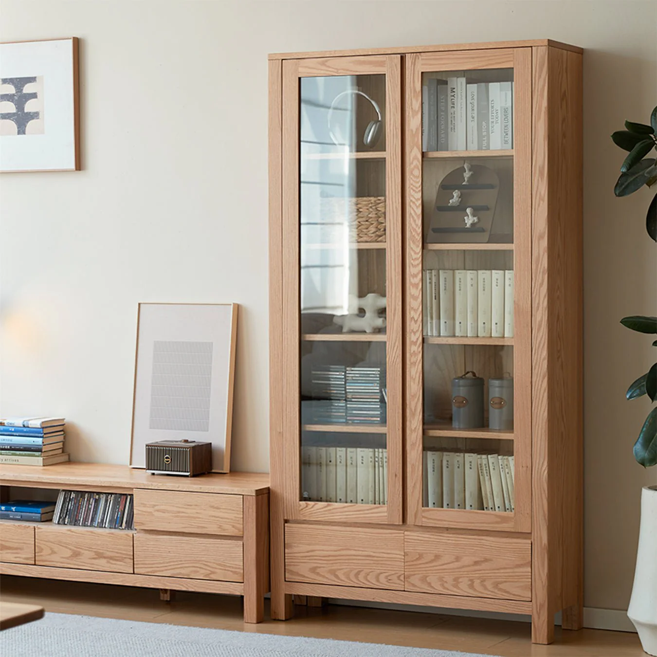 Humbie Solid Oak Large Display Bookcase Cabinet Design 2 - Image 3