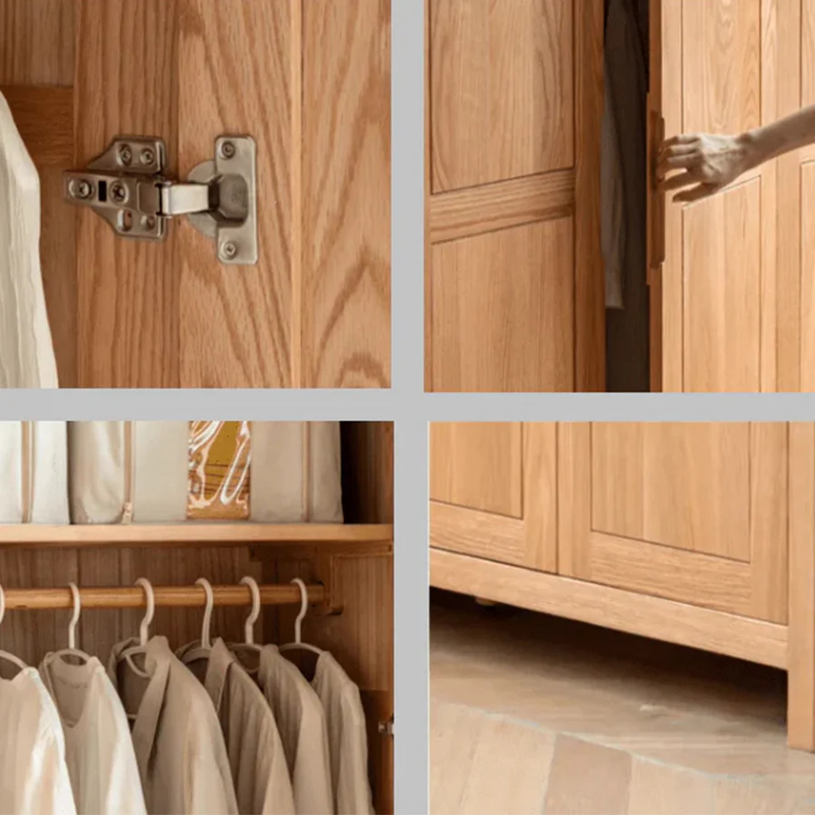 Humbie Solid Oak Two-Door Wardrobe Design C - Image 4