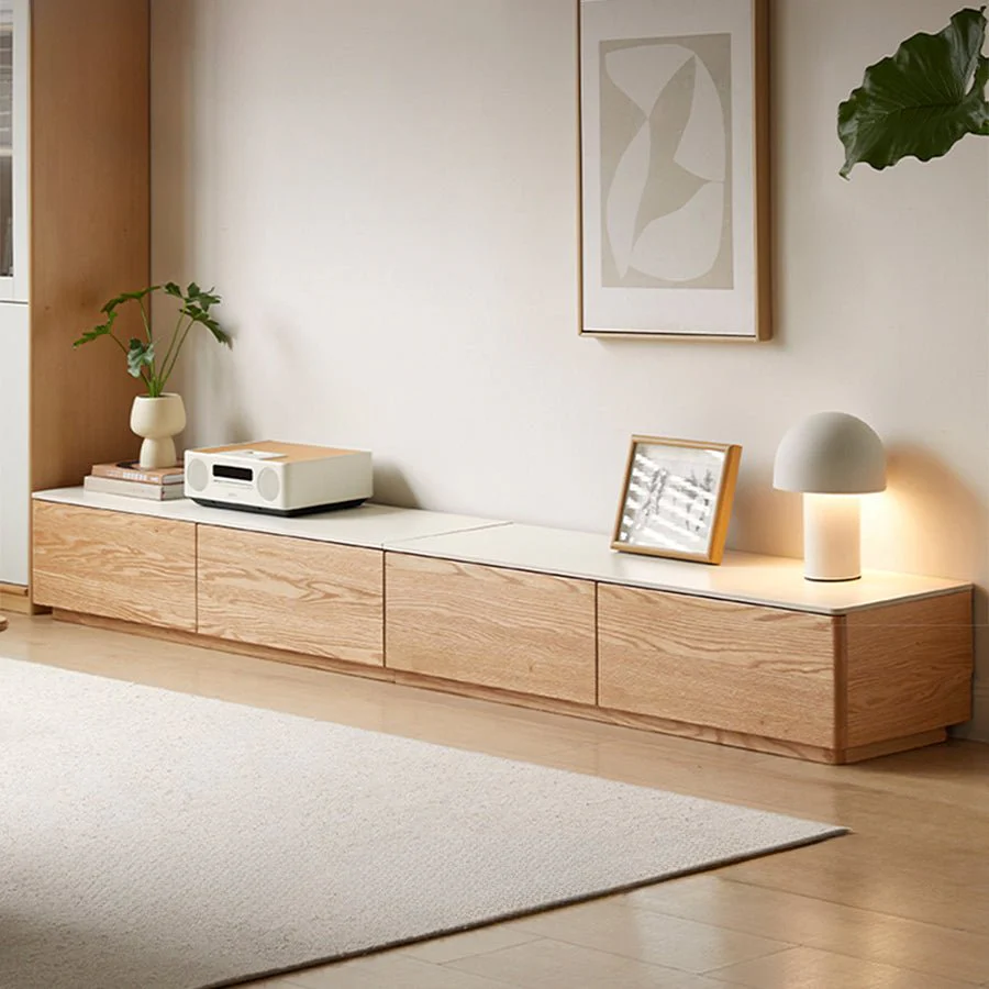 Larra Solid Oak Floor Standing Entertainment Unit with Ceramic Top - Image 2