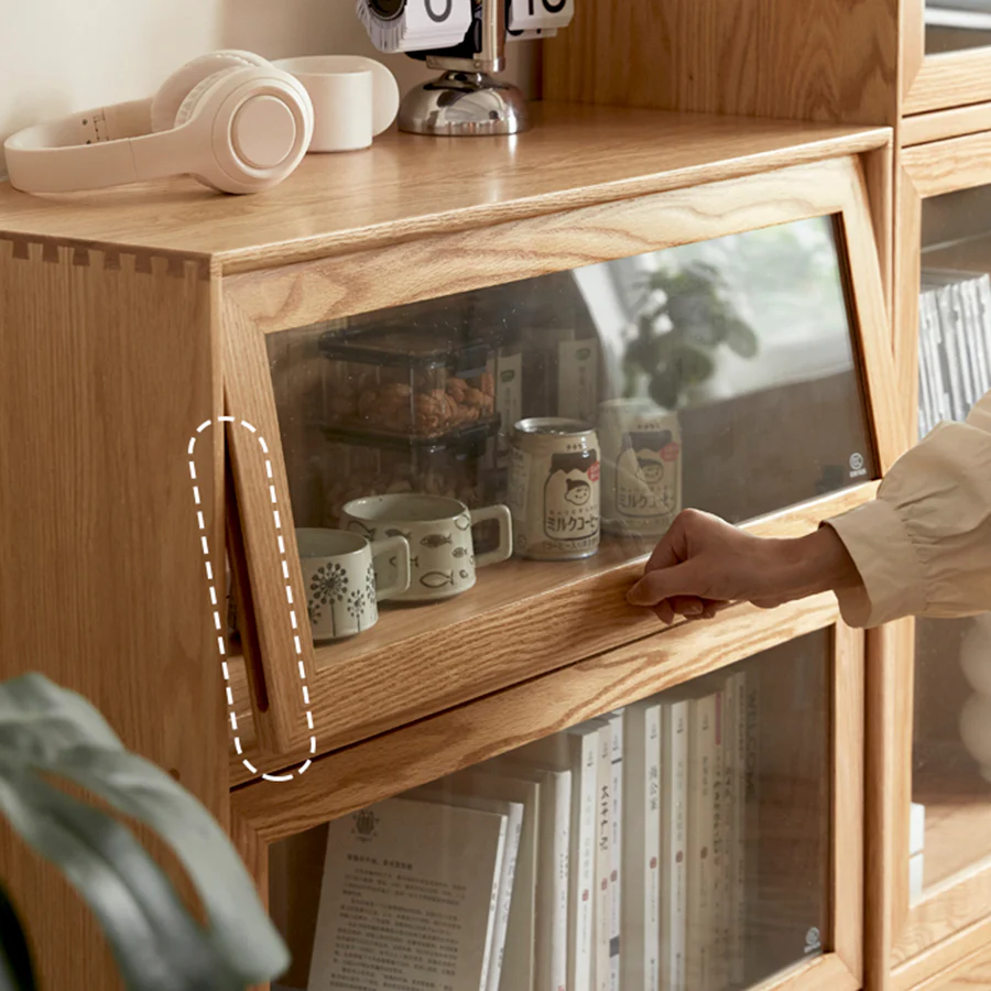 Latvia Designer Natural Solid Oak Display Bookcase Cabinet - Image 5