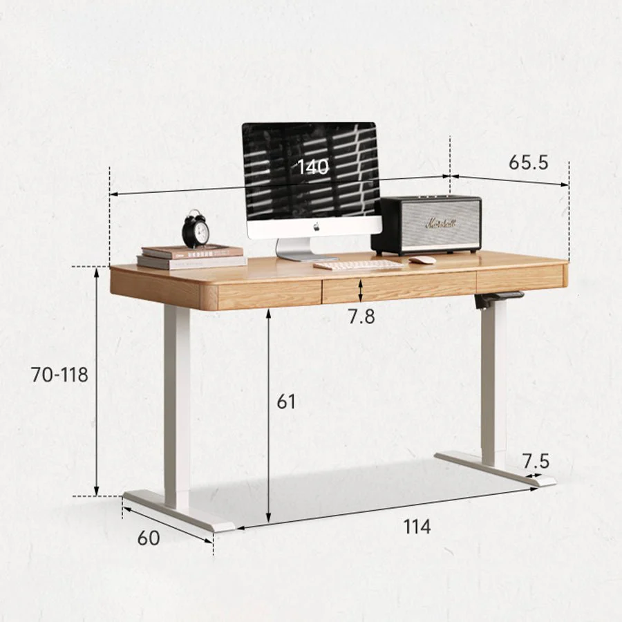 Lillers Solid Ash Electric Height Adjustable Computer Desk - Image 6