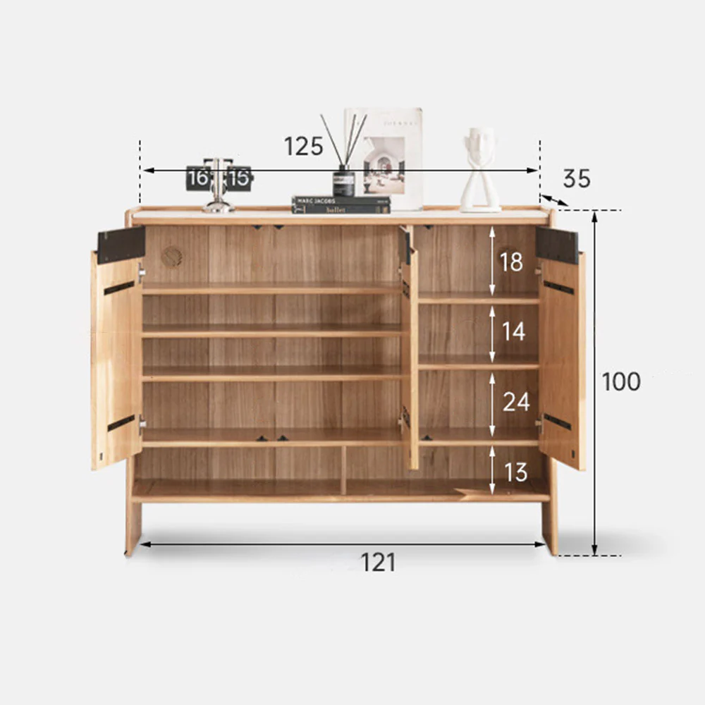 Limina Natural Solid Oak Shoe Cabinet with Ceramic Top - Image 13