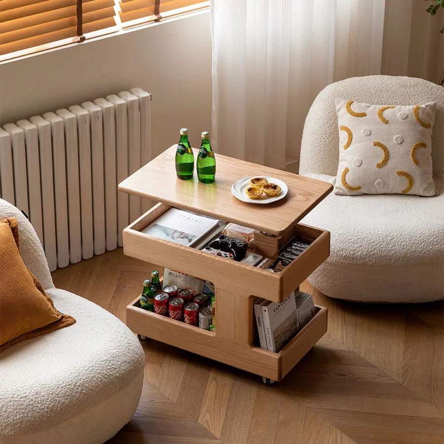 Liverpool Solid Oak Height Adjustable Side Table - Image 3