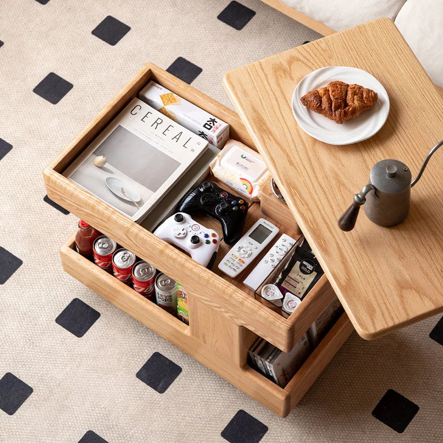 Liverpool Solid Oak Height Adjustable Side Table - Image 5