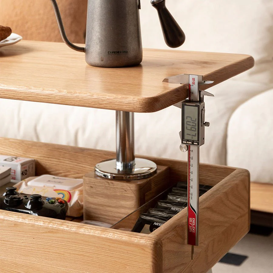 Liverpool Solid Oak Height Adjustable Side Table - Image 7