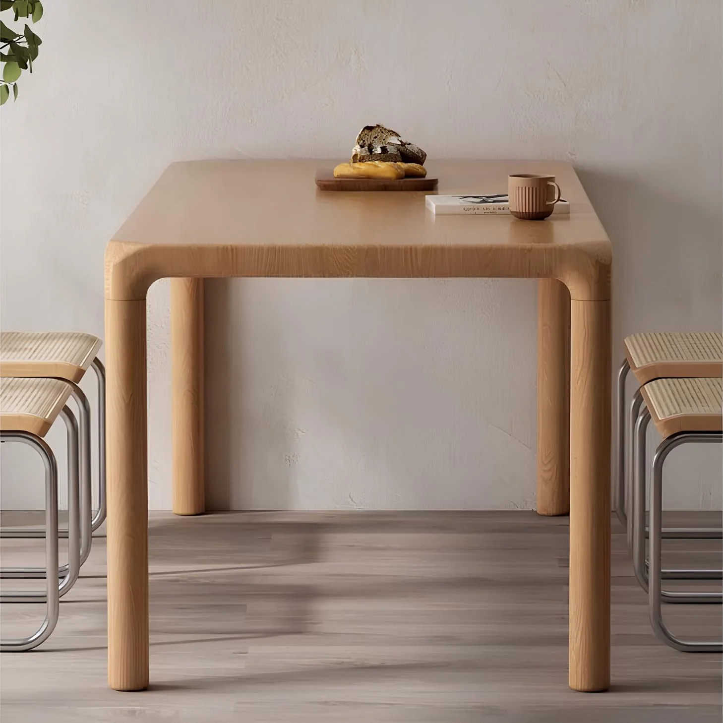 Ming Natural Solid Ash Large Dining Table - Image 3
