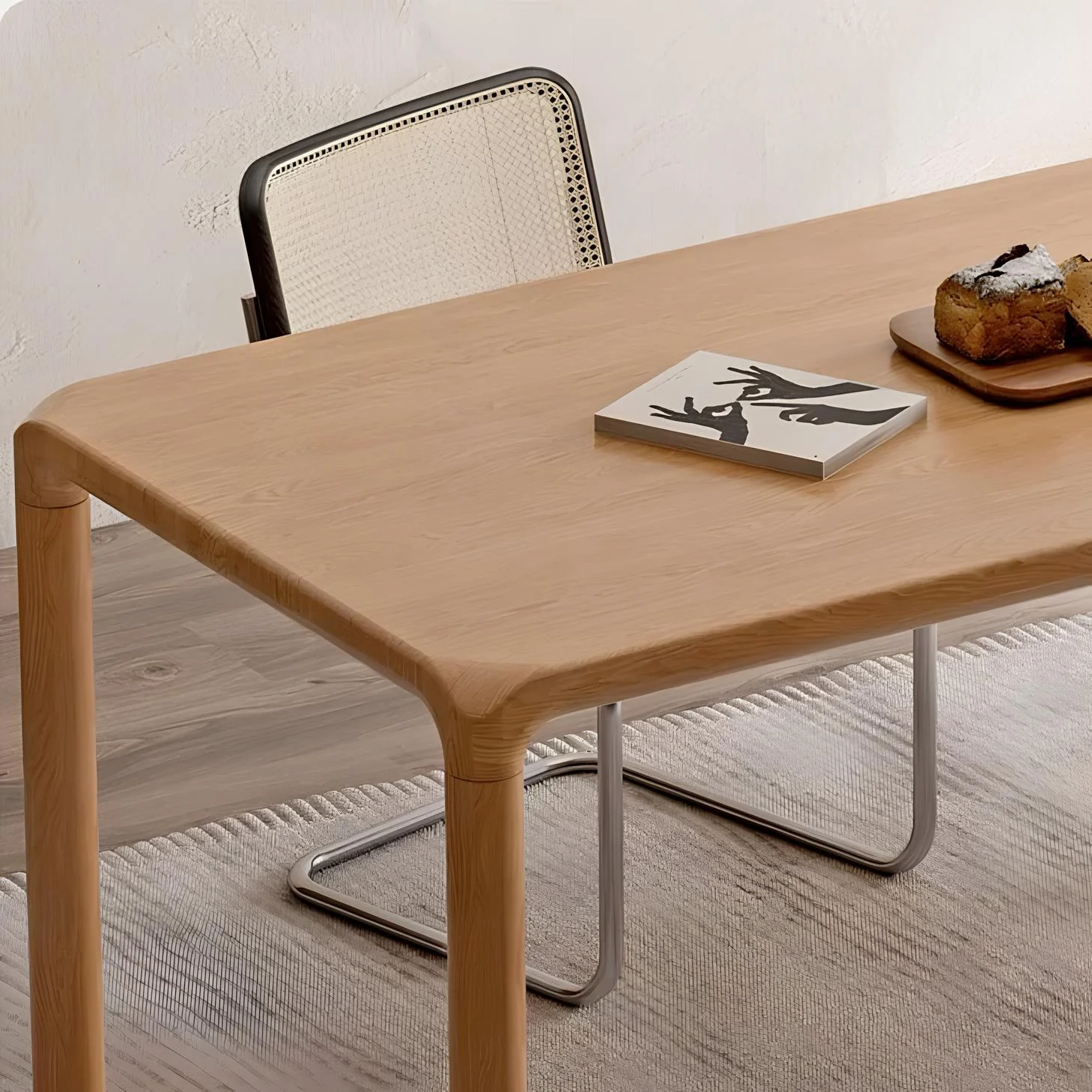 Ming Natural Solid Ash Large Dining Table - Image 4