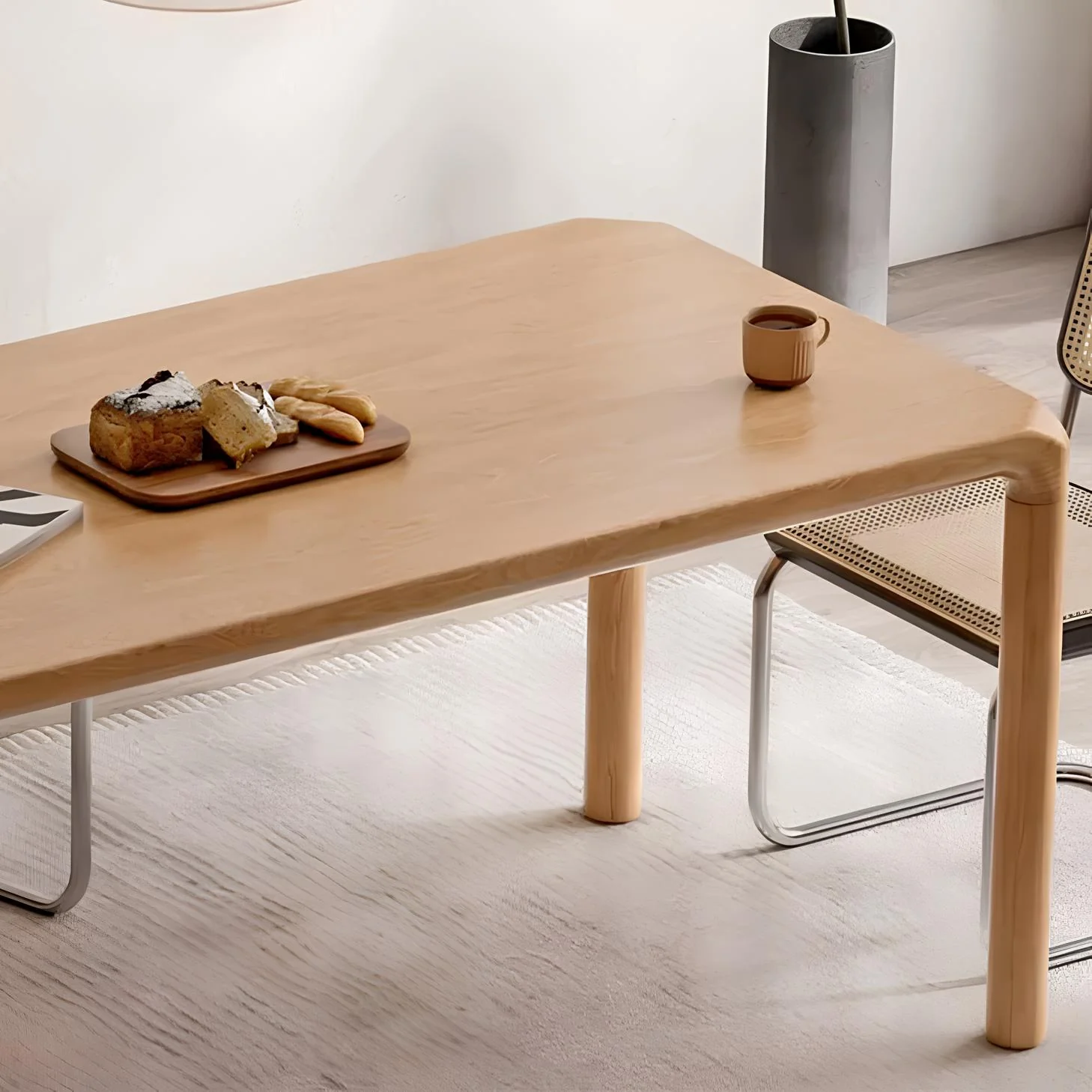 Ming Natural Solid Ash Large Dining Table - Image 5
