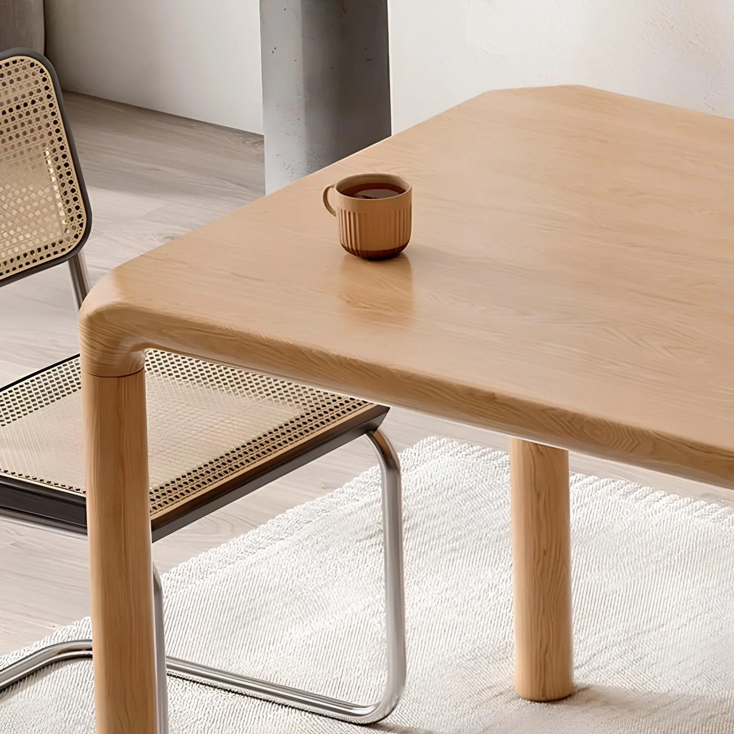 Ming Natural Solid Ash Large Dining Table - Image 6