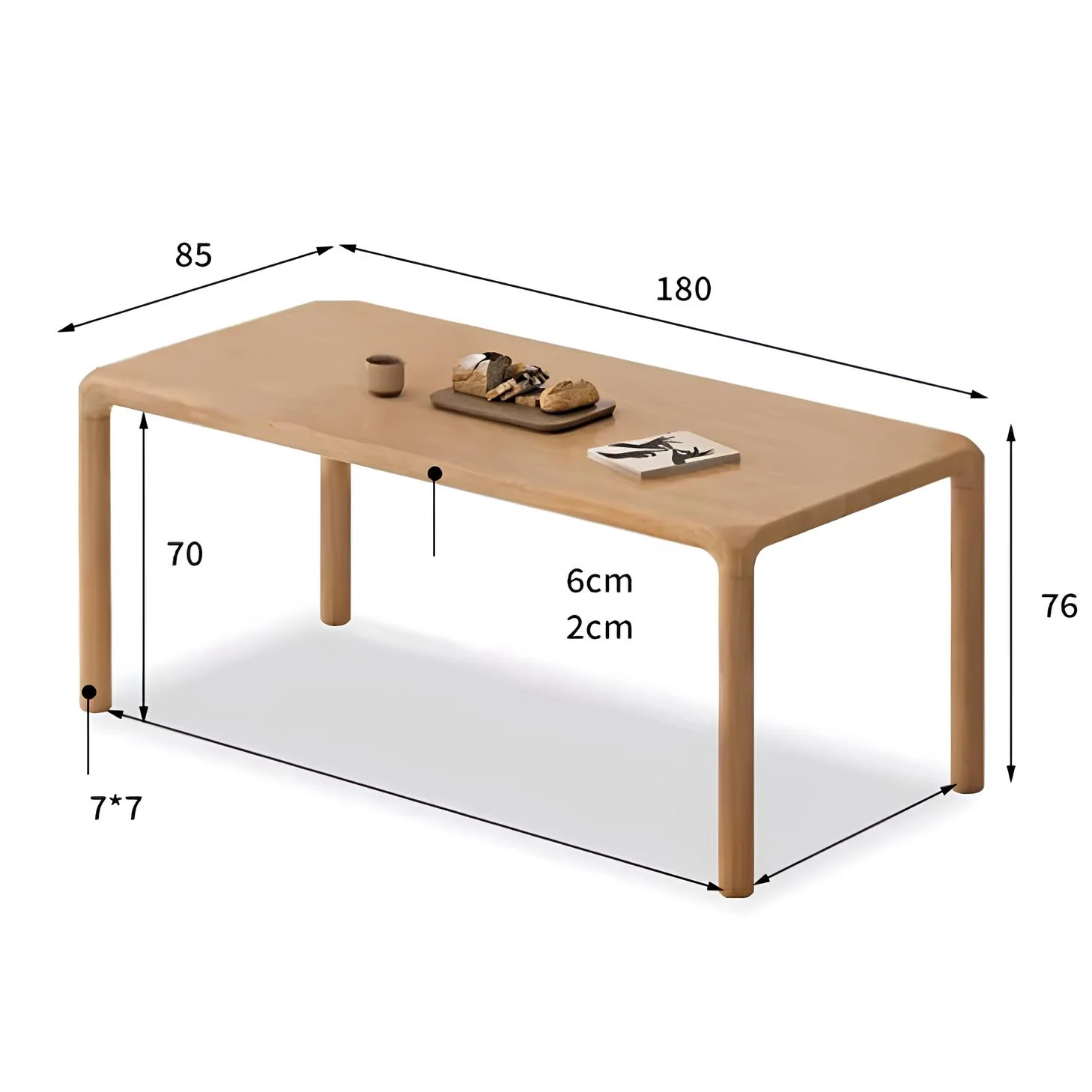 Ming Natural Solid Ash Large Dining Table - Image 9