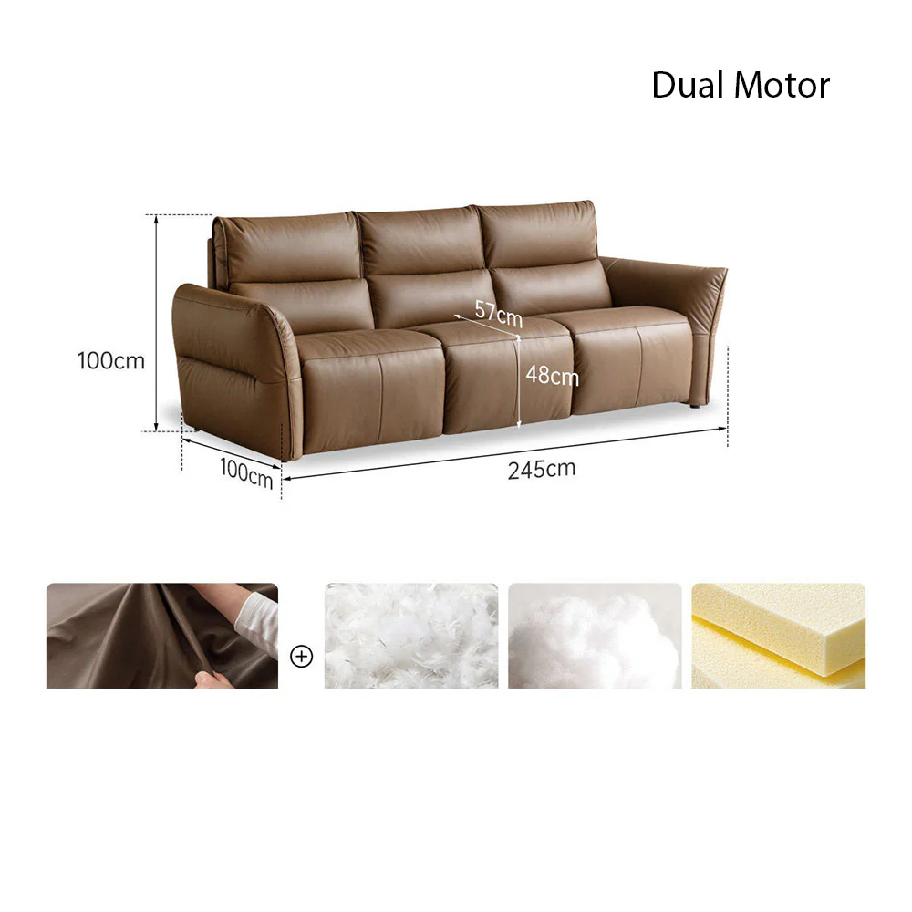 Muros Genuine Leather Electric Recliner Sofa - Image 51