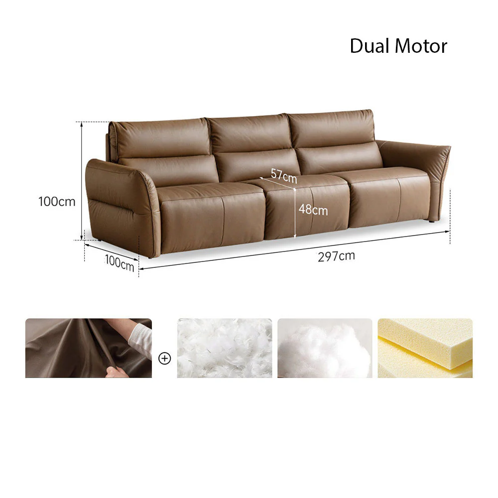 Muros Genuine Leather Electric Recliner Sofa - Image 57