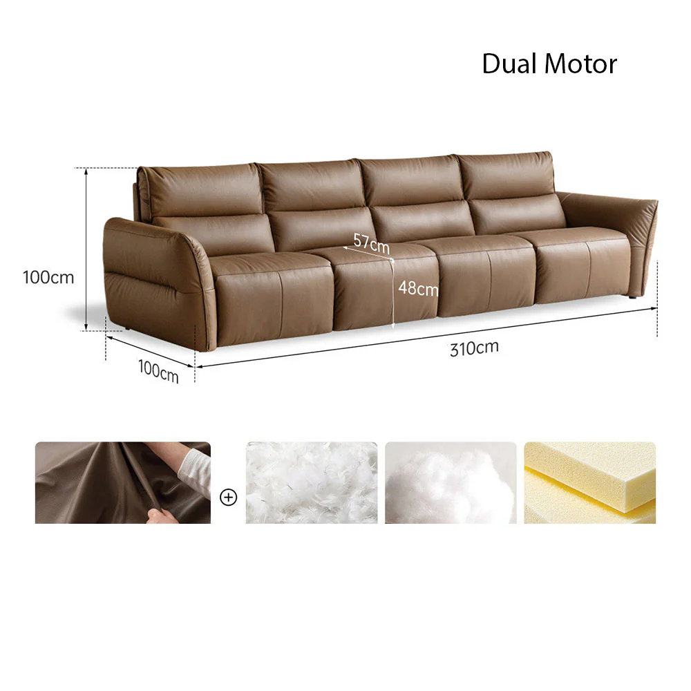 Muros Genuine Leather Electric Recliner Sofa - Image 60
