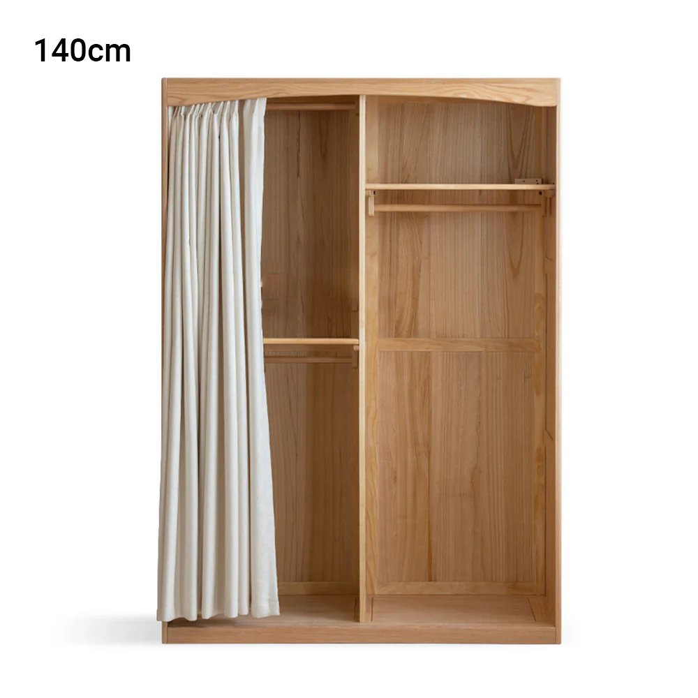 Naila Natural Solid Oak Wardrobe with Curtain - Image 10