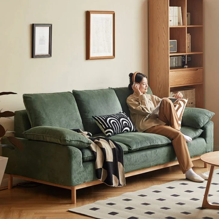 Natori Solid Oak Corduroy Fabric Sofa - Image 2