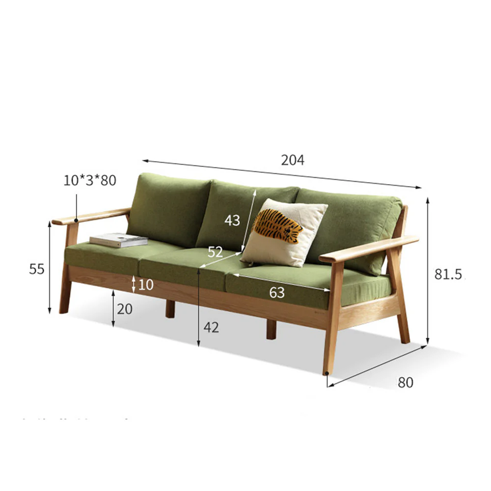 Nayoro Natural Solid Oak Seat Sofa - Image 11