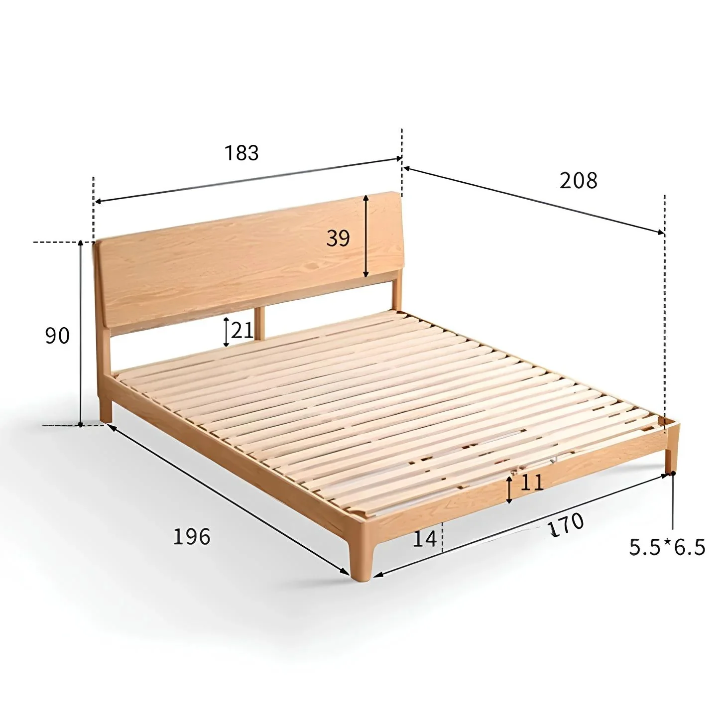Oslo Natural Solid Oak Bed Frame - Image 7