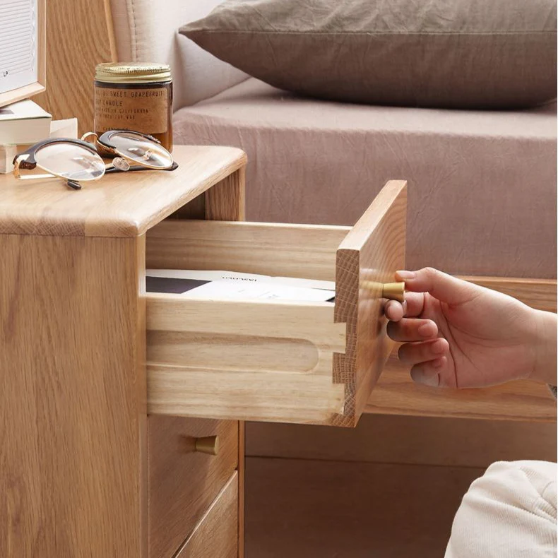 Oslo Natural Solid Oak Bedside Table Design 3 - Image 5