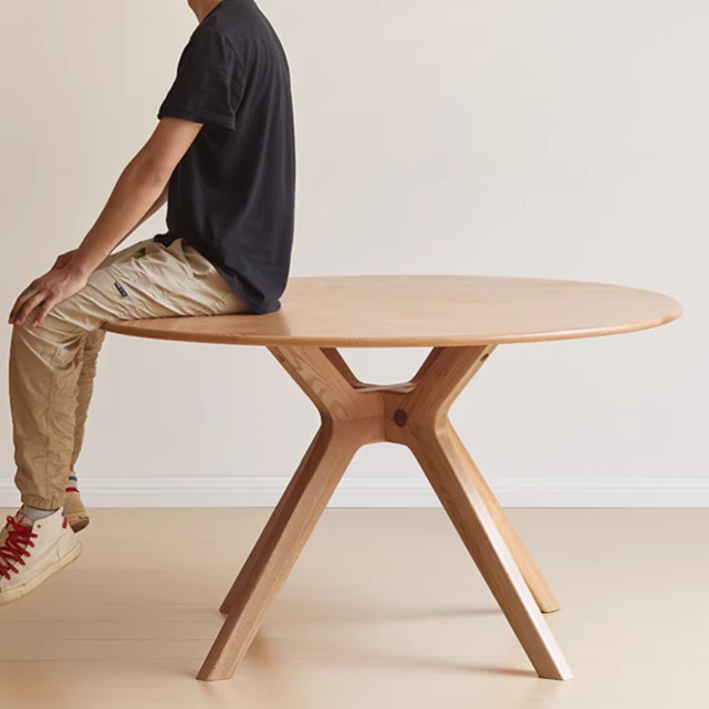 Oslo Natural Solid Oak Round Dining Table - Image 6