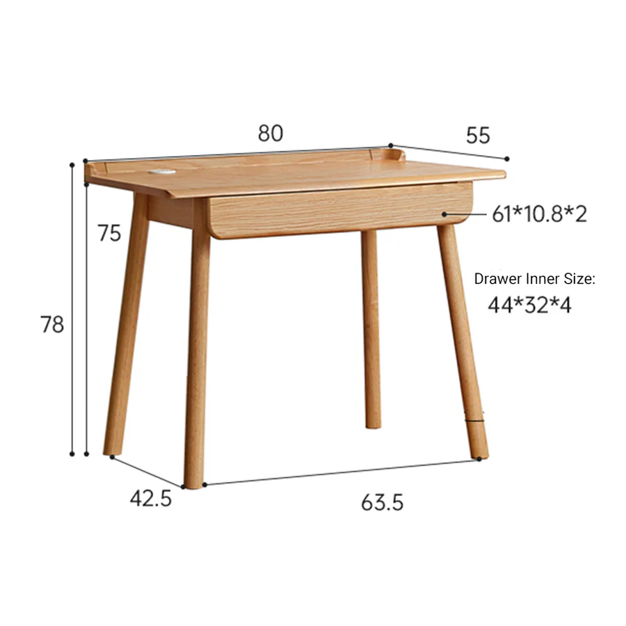 Oslo Natural Solid Oak Study Desk - Image 8