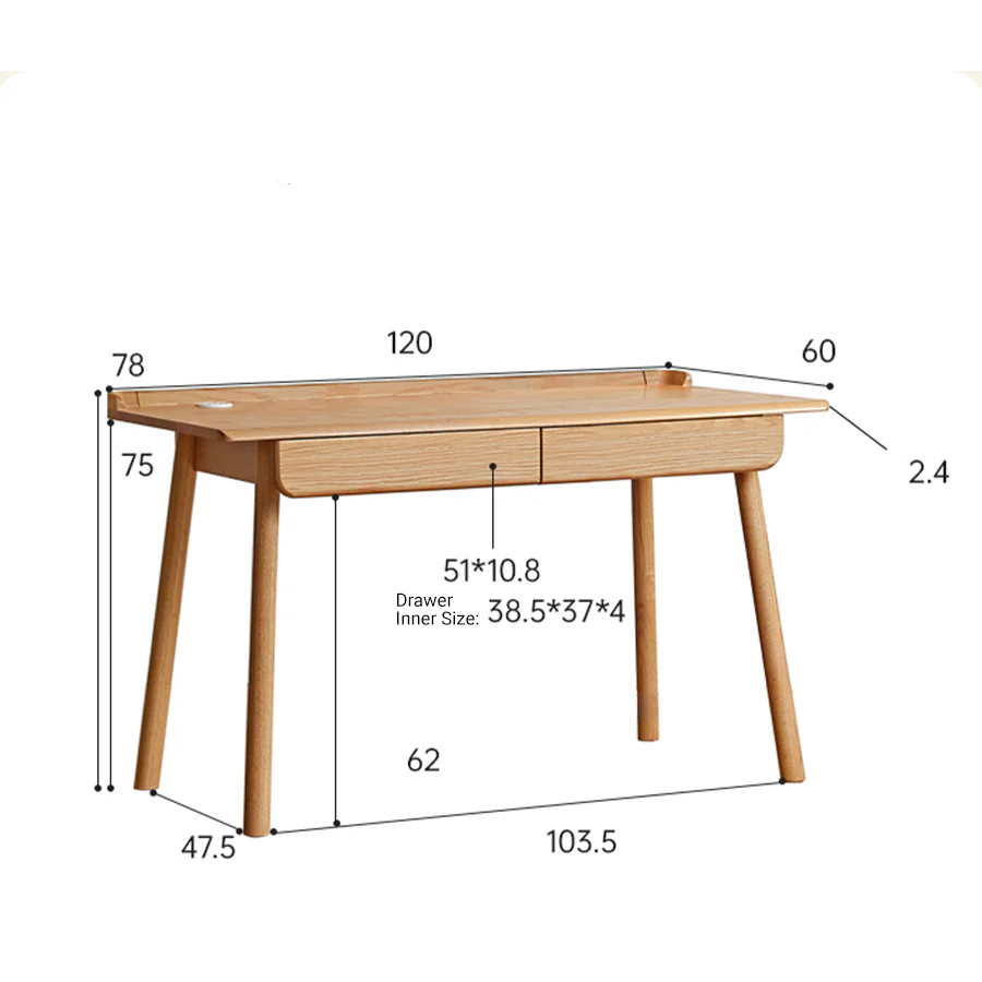 Oslo Natural Solid Oak Study Desk - Image 9