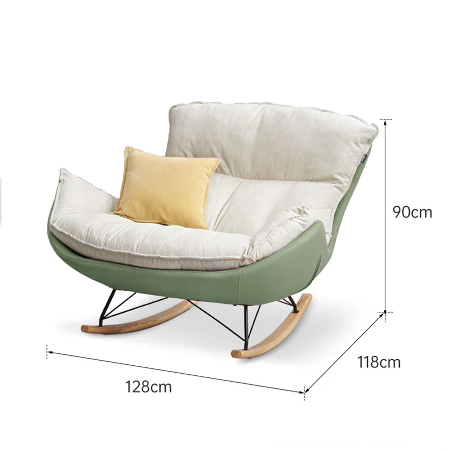 Oulu Eggshell-Inspired Fabric Double Rocking Leisure Chair Sofa - Image 5