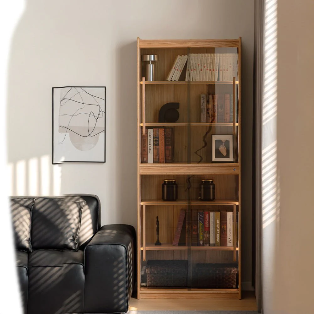 Owen Natural Solid Oak Display Cabinet with LED Light