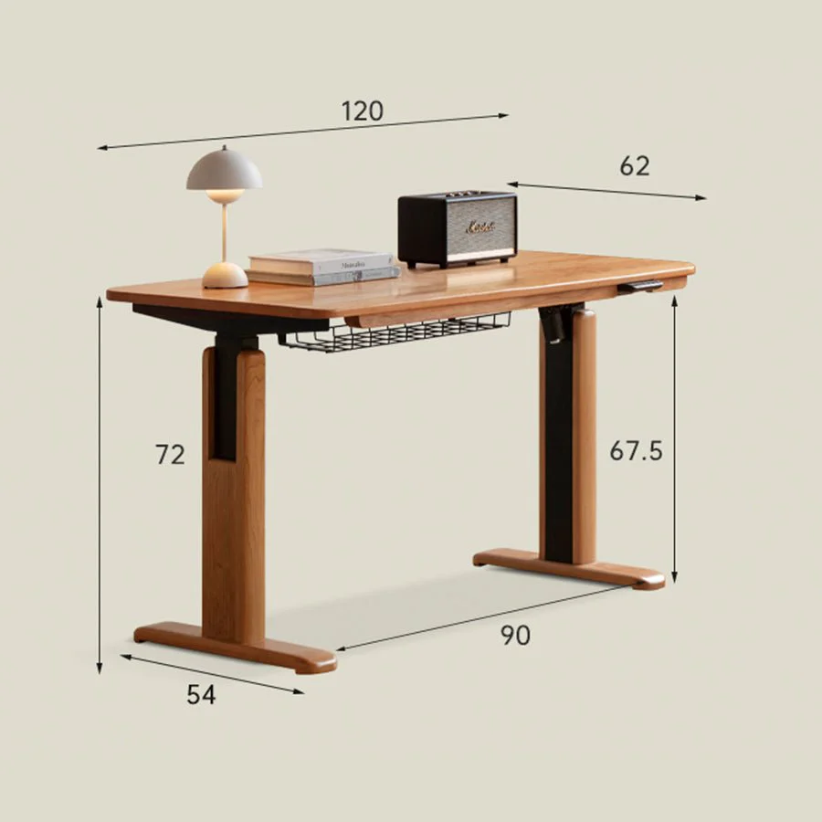 Prunus Solid Cherry Electric Height Adjustable Computer Desk - Image 6