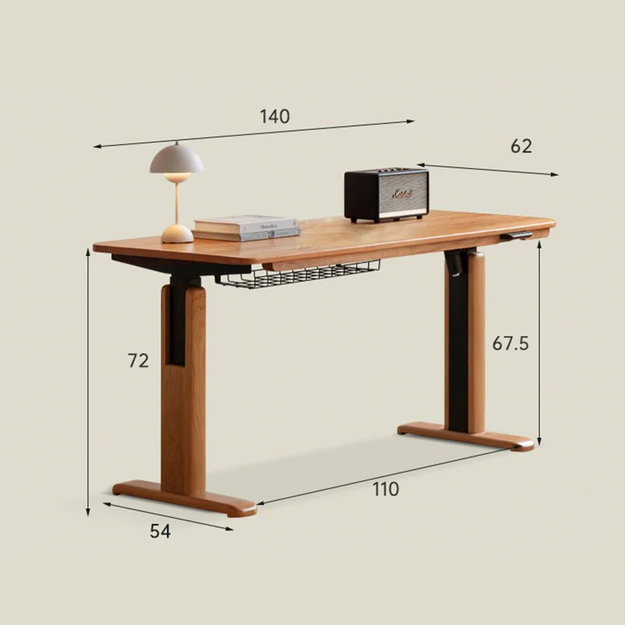 Prunus Solid Cherry Electric Height Adjustable Computer Desk - Image 7